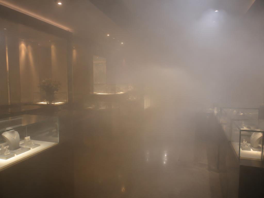 Bijouterie envahie par le brouillard de sécurité